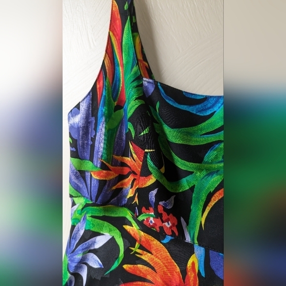 A.J. BARI Vintage 80s/90s 100% Silk Dress, Floral, Tropical, Size 10 - Picture 5 of 7